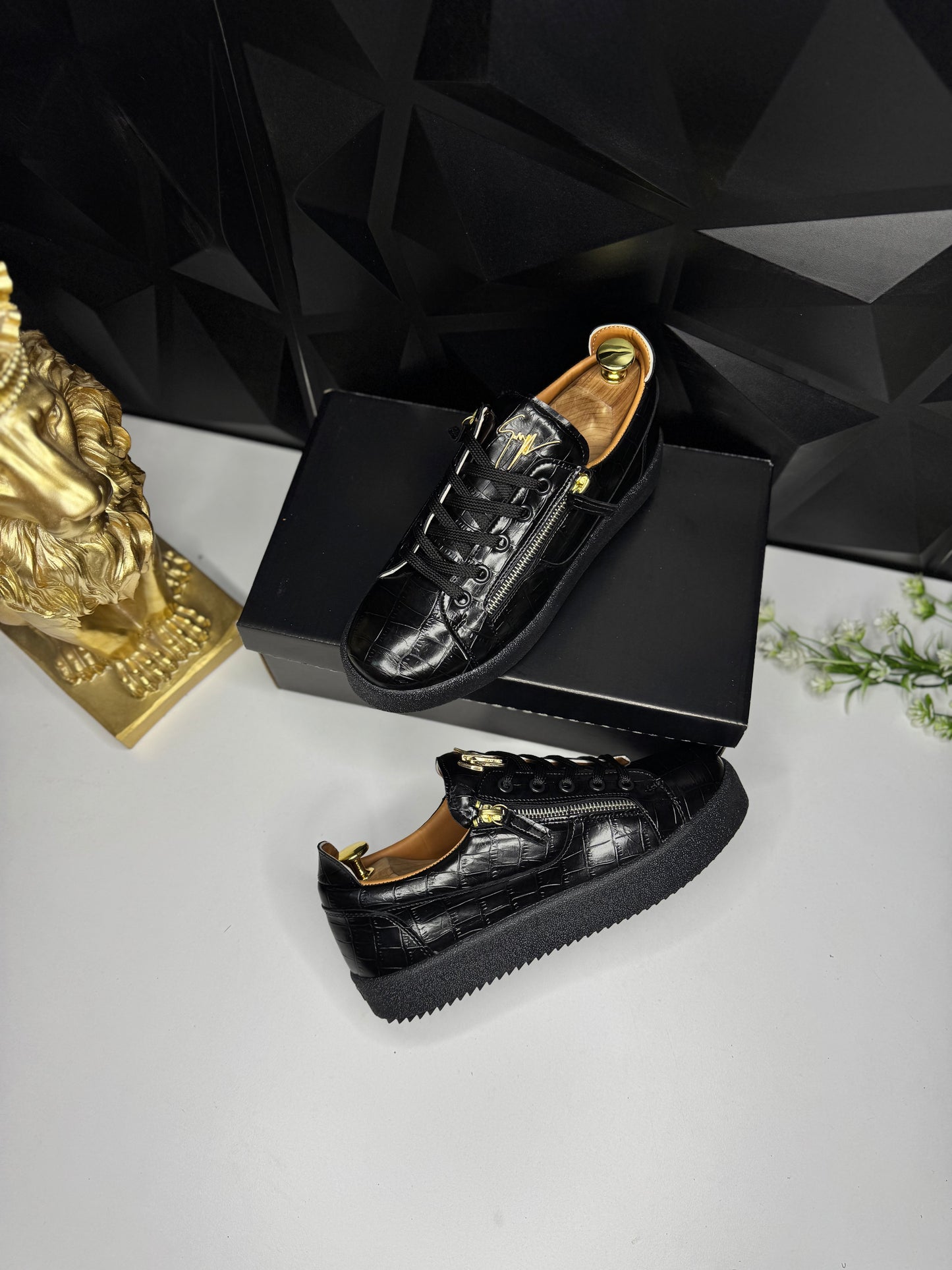 Siyah Kroko Erkek Sneaker