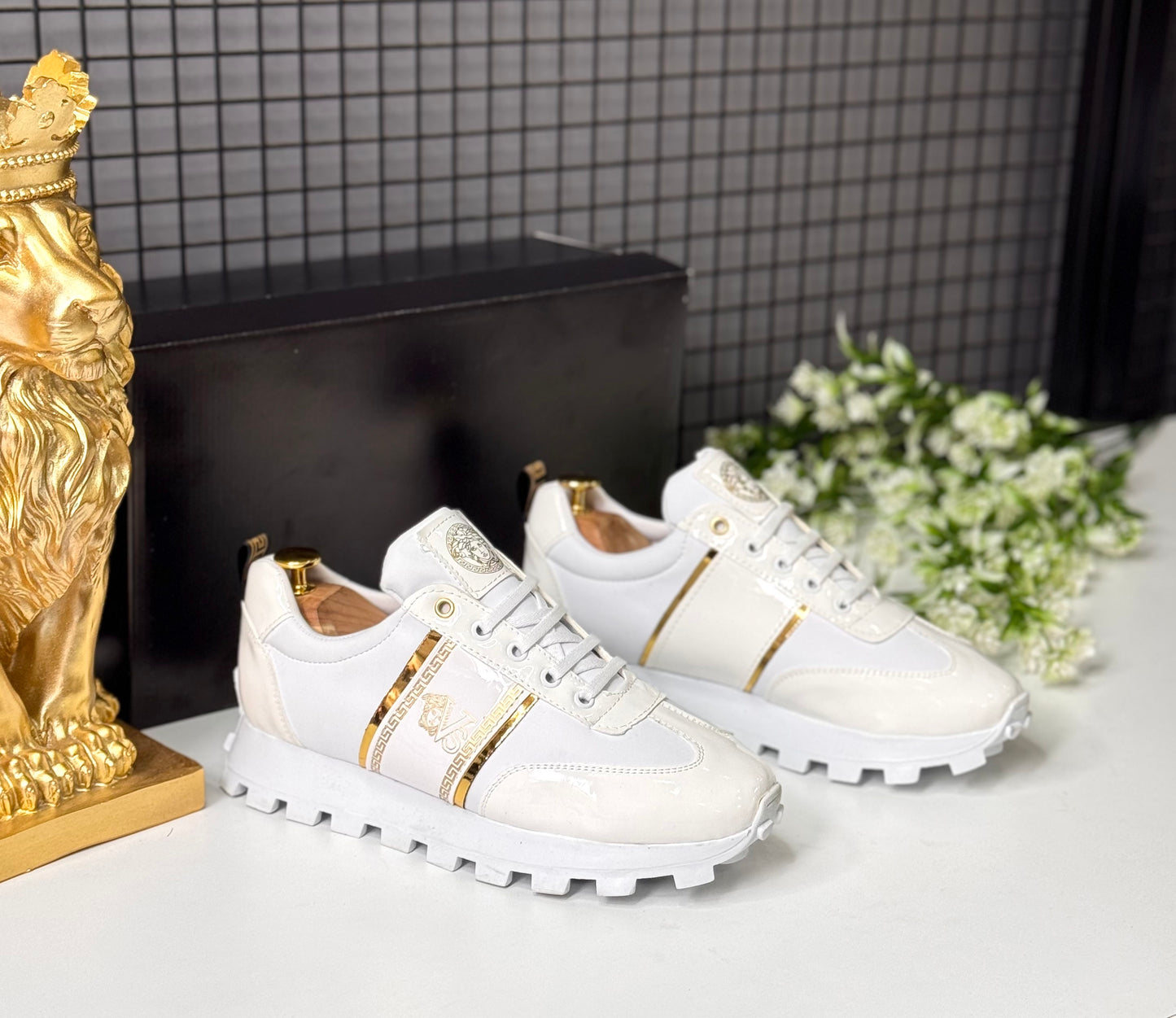 Versace Erkek Sneaker – Beyaz Gold