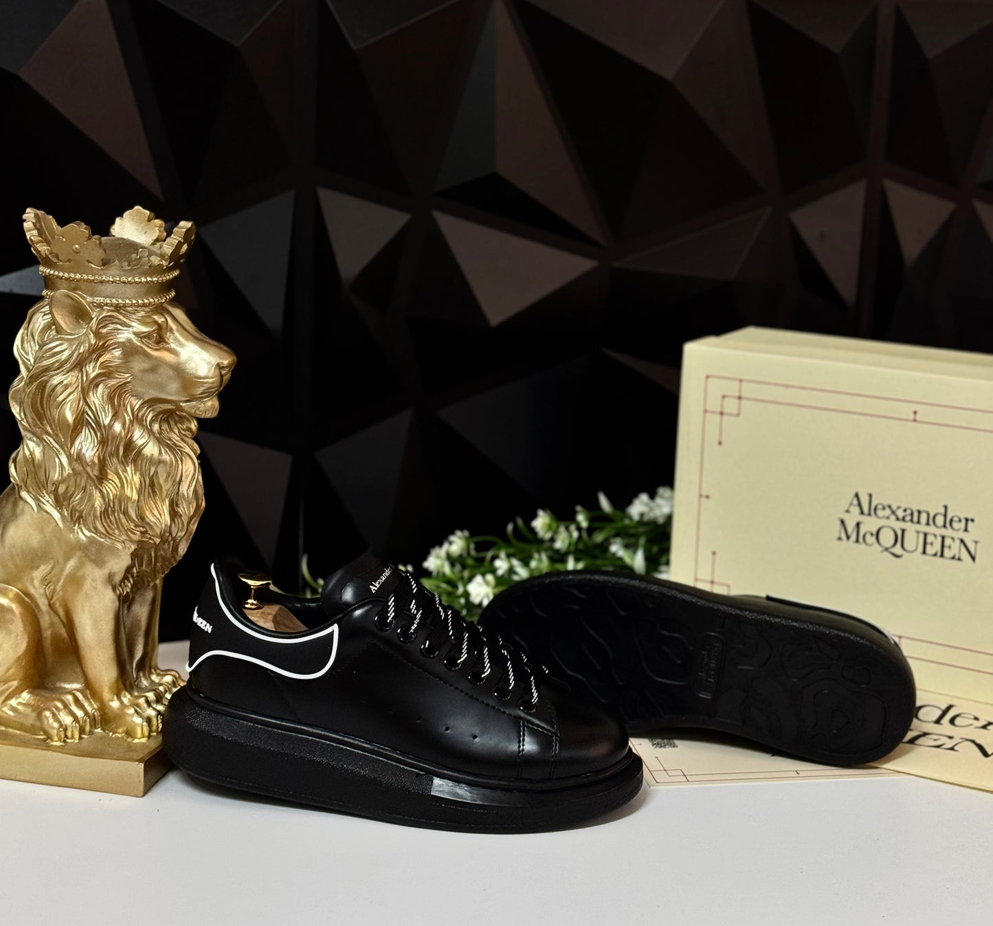Alexander McQueen Siyah Erkek Sneaker 02 Poli taban